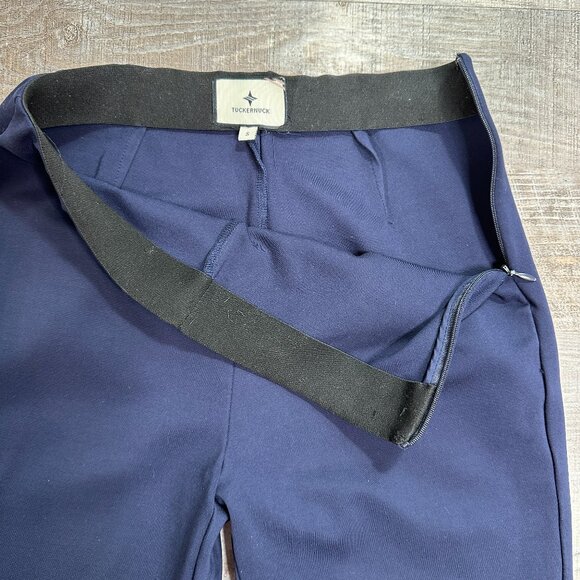 Tuckernuck Women's Cropped Pants Size S Navy Mid Rise Side Zipper Stretch EUC - Picture 6 of 10